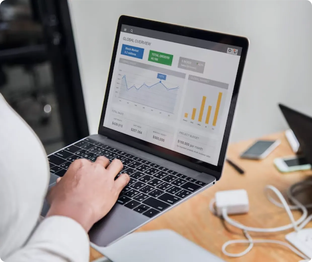 Laptop showing analytics dashboard with SEO metrics